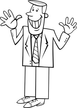 funny cartoon man or businessman comic character coloring book