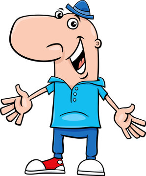 happy cartoon young man or guy comic character