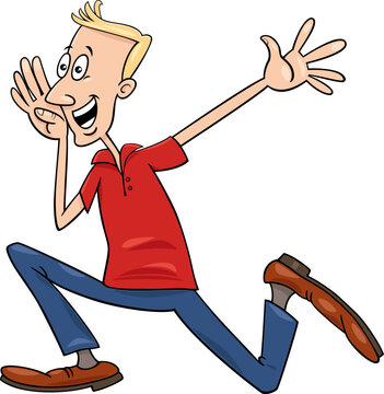 running cartoon young man comic character