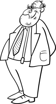 funny cartoon elderly man senior character coloring book