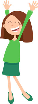 happy teen girl comic character cartoon illustration