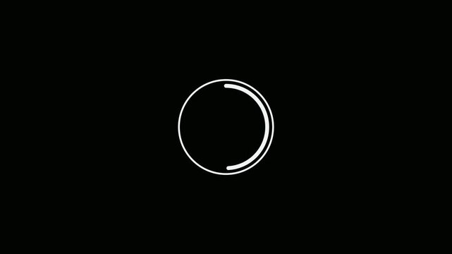 Minimalist white number eight inside a circular outline animation isolated on a solid black background