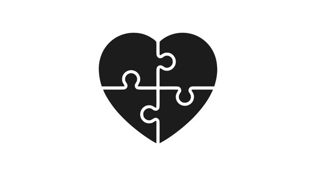 Vector illustration of heart shape puzzle pieces on a transparent background