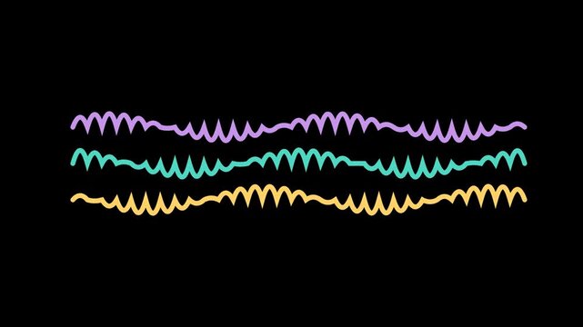 Colorful Squiggle Worm Dance Wave Animation on Black Background for Video Editing and Graphic Works