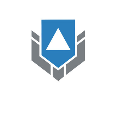 Abstract geometric logo with triangle and shield