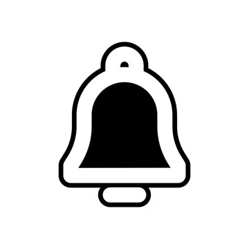 Black and white bell icon vector graphic illustration for notification alarm alert and reminder symbol