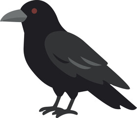 Fototapeta premium Black crow bird standing, flat vector illustration