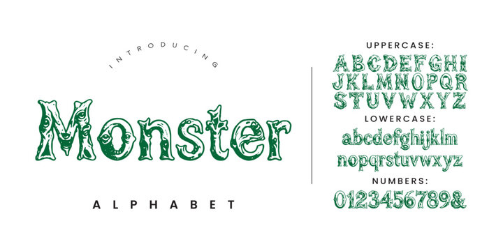 Monster creepy spooky horror display typeface for halloween party and festival events