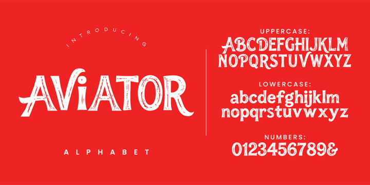 Aviator alphabet adventurous travel handwritten brush font for tropical poster and vacation design