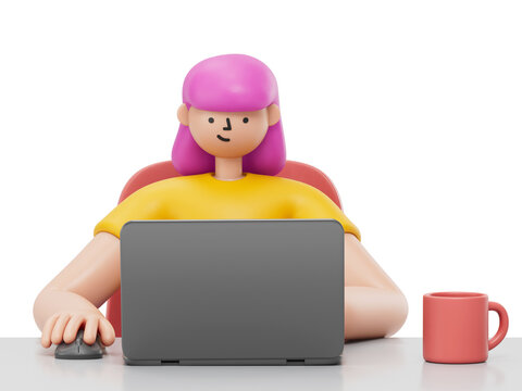 A woman using a laptop