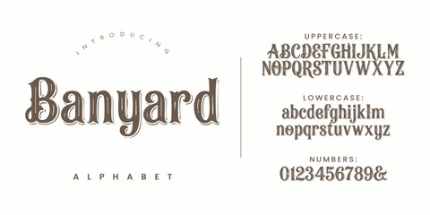 Banyard alphabet rustic western country style font for vintage poster and farm branding © happy