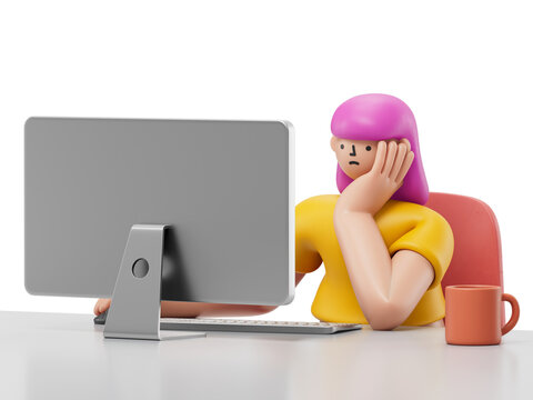 A woman using a computer