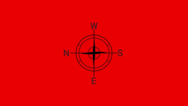 Minimalist Compass Rose Icon Isolated on red Background animation video...