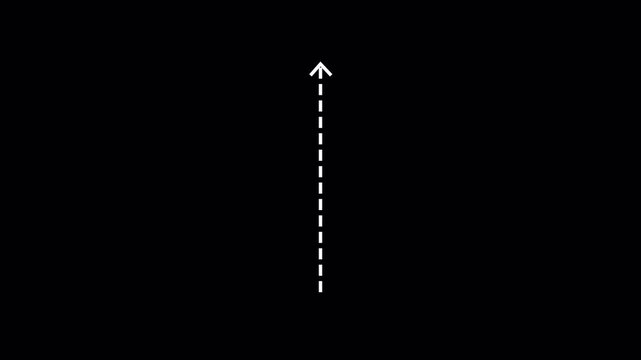 up arrow direction icon with dotted line animation, 4k Long dotted line arrow animation to indicate an object. dot arrow icon up direction in 4k.