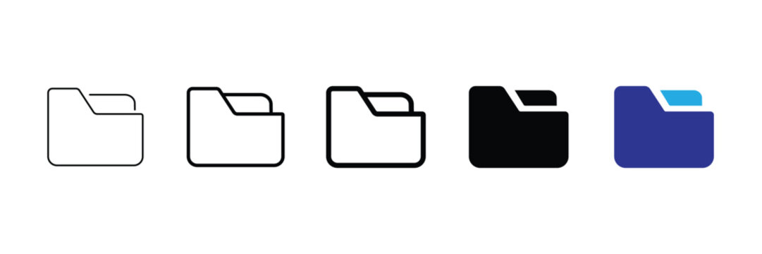 File folder icon. Digital storage and document organization symbol. Simple pictogram for files, folders, documents, archives, data storage, file management, directories and digital information.