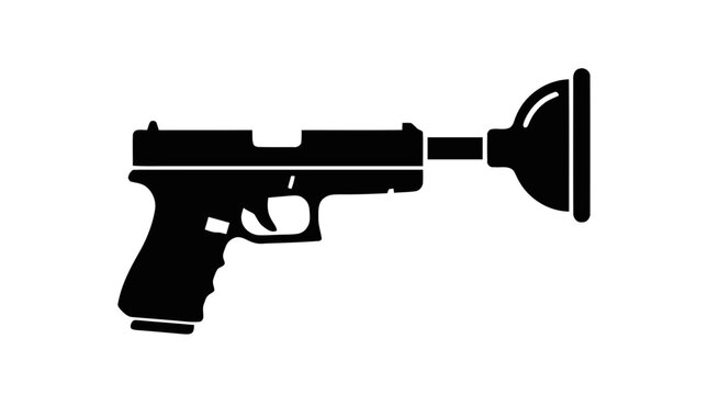 Vector illustration of gun with plunger icon on a transparent background