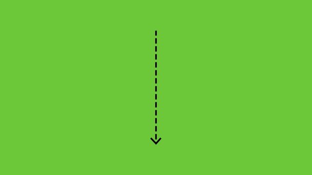 down arrow direction icon with dotted line animation, 4k Long dotted line arrow animation to indicate an object. dot arrow icon down direction in 4k.