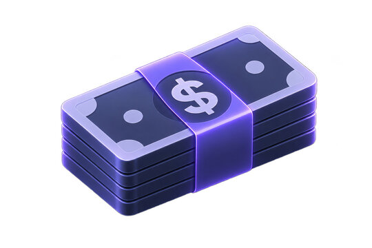 Stack of Money with Dollar Symbol Purple Neon, SaaS ico