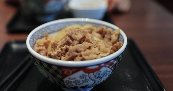 Japanese food beef bowl for eat in Japan.