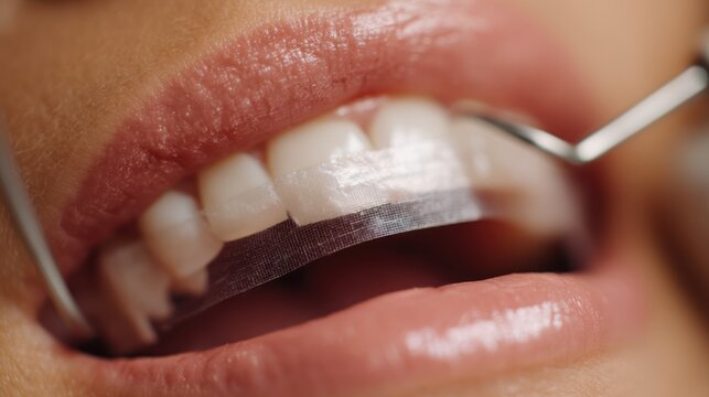 Close-up of dental dam around patient&acirc;&euro;&trade;s tooth