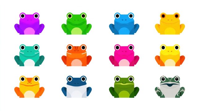 Frog vector icon pack for UI design