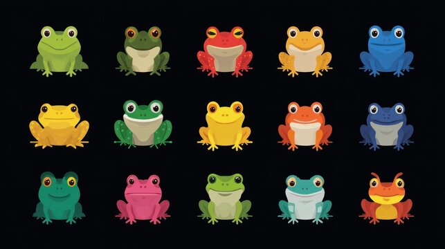 Frog vector icon pack for UI design