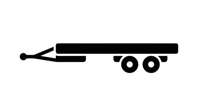 Vector illustration of flatbed trailer icon for heavy cargo transportation and logistics on a transparent background