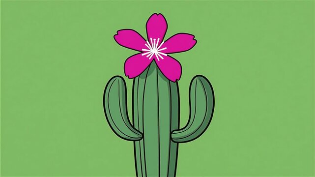 Blooming Cactus Pop Up Animation on Green Screen, 5 Seconds Video Vector Motion Graphic