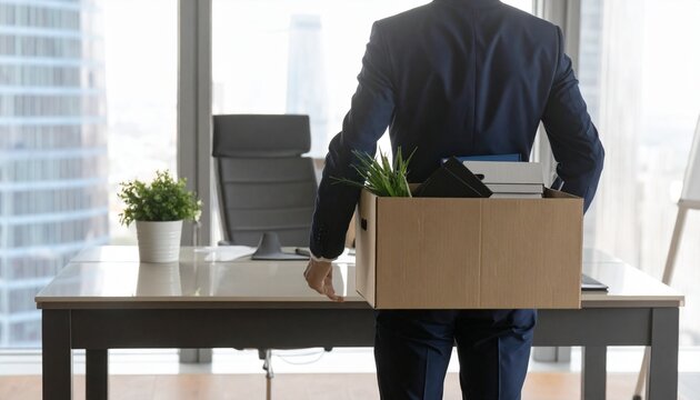 Employee Leaving Office with Personal Belongings