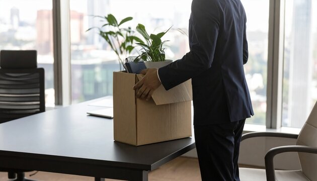 Employee Leaving Office with Personal Belongings