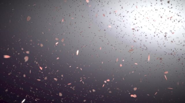 Romantic animated video background with a swirl of falling pink hearts and copy space on a gradient grey silver background for cards, promo ads, wedding intros, and Valentine's Day.