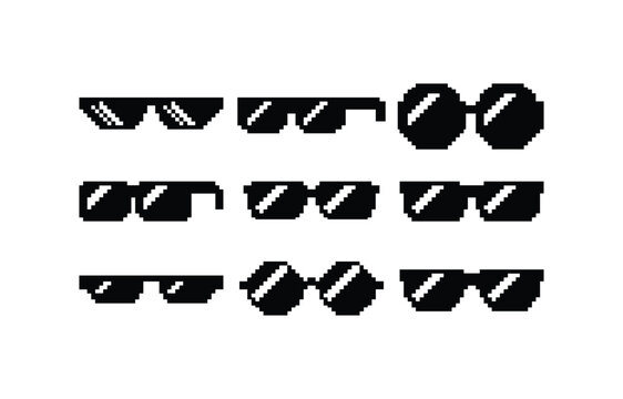 Poster Pixel glasses Black and White Stock icons Boss Sunglasses Silhouette Stock illustration And Vector 