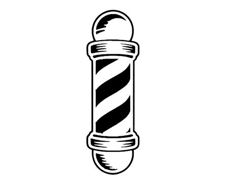 A classic retro vector illustration of a traditional striped barber pole for barbershops, hair salons, and vintage grooming brands