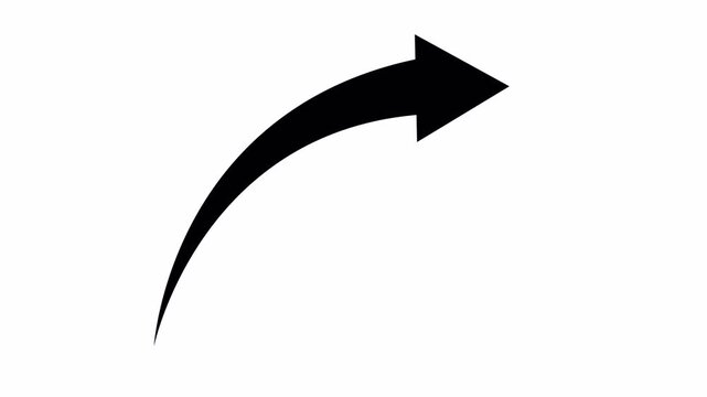 black simple straight animated arrow pointing to the right on transparent background in 4k.