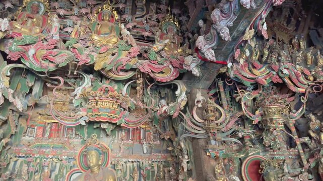 Guanyin Hall, the Crown of Hanging Sculptures in Changzhi City, Shanxi Province in China,
