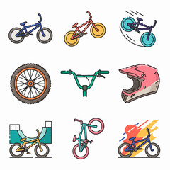 Obraz premium Colorful BMX Bikes and Cycling Gear Collection