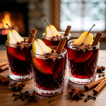 A traditional holiday mulled wine with the aroma of pear, cinnamon, and spices for the whole family.