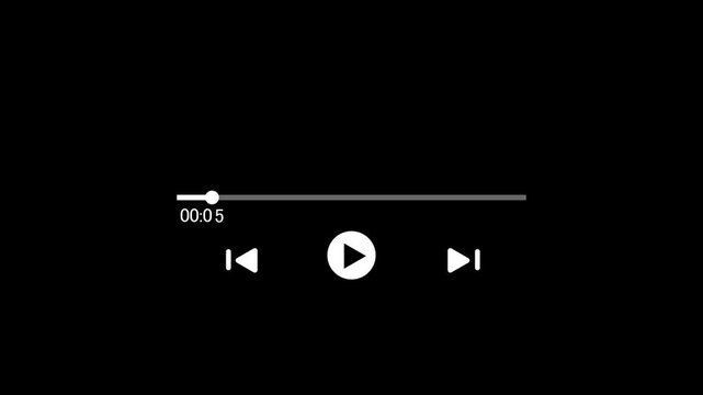 Minimalist Video Player Interface Controls Isolated on Black Background video...