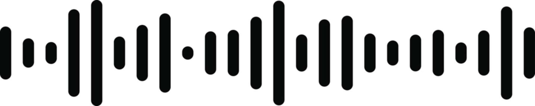 Audio wave sound track vector icon. Voice message equalizer and music frequency spectrum symbol. Solid black vertical soundwave bars