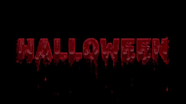 Text blood texture creates a glossy dripping horror font for spooky halloween lettering on alpha channels or transparent.