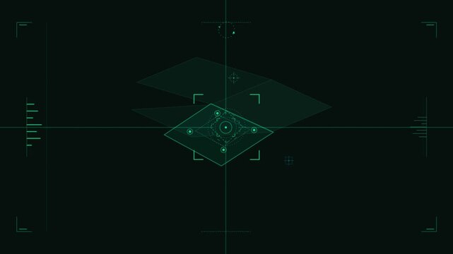 Tactical HUD scanner overlay with digital crosshairs and geometric layers