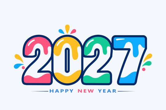 2027 Happy New Year Colorful Festive Number Vector Design