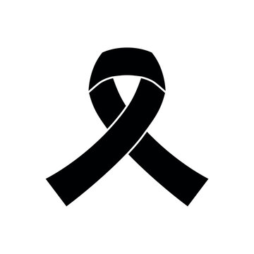 Simple black awareness ribbon icon symbol vector illustration design isolated on a white background.
