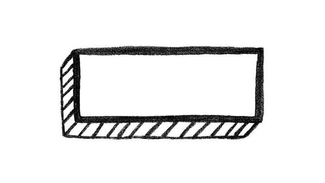 Hand-drawn 3D rectangle frame animation, sketchy scribbled border box on white background