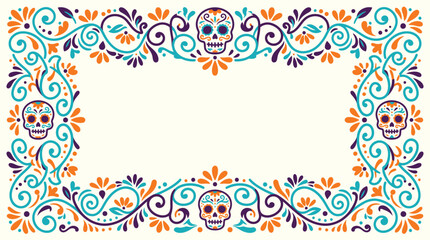 Obraz premium A festive dia de muertos background vector featuring colorful sugar skulls and intricate floral patterns for mexican holiday celebration design projects