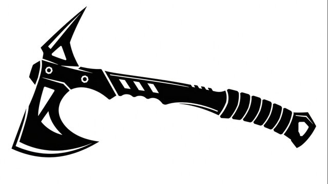 Modern Tactical Tomahawk Axe Silhouette Vector Illustration