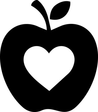World Food Day concept featuring a minimalist black apple icon with a white heart shape symbol