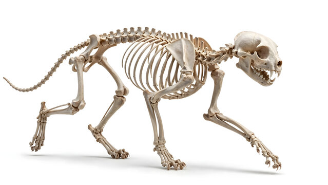 Skeleton of a Dinosaur Isolated on White Background, Detailed Prehistoric Tyrannosaurus Rex Bones and Skull Anatomy Representing Fossil Paleontology and Ancient Wildlife Evolution