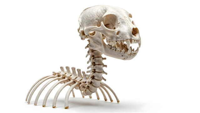 Human Skull Isolated on White Background with Ornate Golden Dragon Inspired Sculpture Details, Asian Temple Art, Ancient Religious Symbolism and Oriental Decorative Design