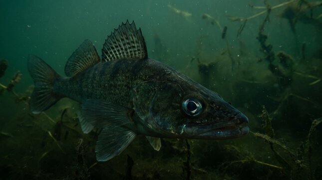 Zander in a dark river